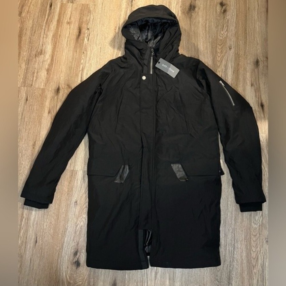 Slate & Stone Jay Hooded Full Zip Jacket Men’s Jacket Black Parka Small